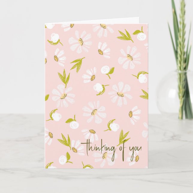 Vattenfärgade Daisy på Rosa Kort (Framsida)