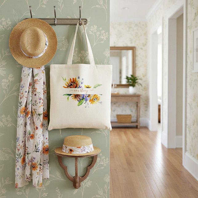 Vattenfärgade daisy personlig till säck tygkasse (Skapare uppladdad)