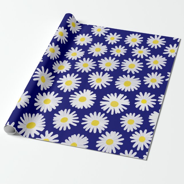 Vattenfärgade Daisy Presentpapper (Utrullad)