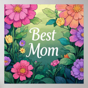 Vattenfärgade färgblommor poster