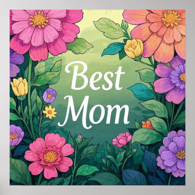 Vattenfärgade färgblommor poster (Framsidan)