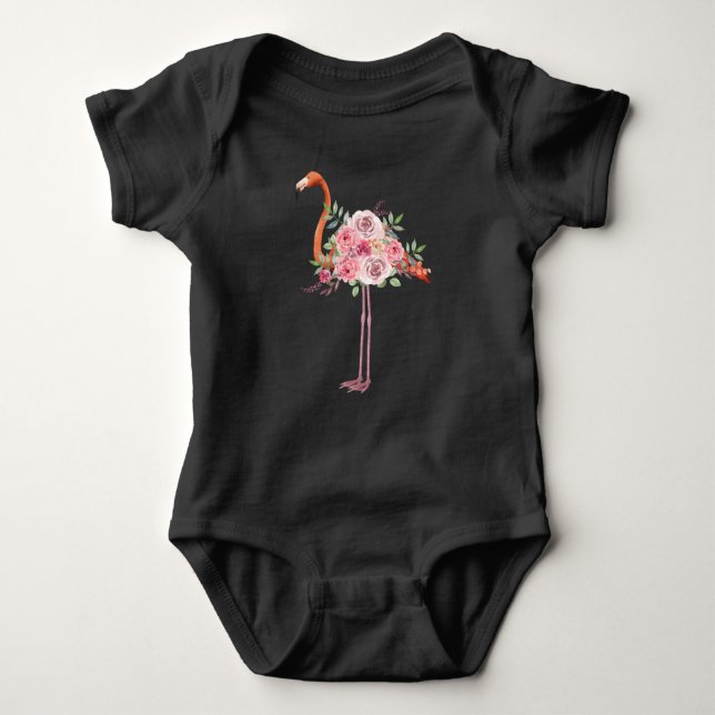 Vattenfärgade Flamingo Flowers Hawaii Bird Art T Shirt (Framsida)