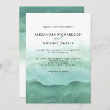 Vattenfärgade Gröntar | Bröllopsinbjudan