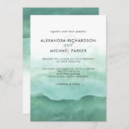 Vattenfärgade Gröntar | Bröllopsinbjudan Inbjudningar