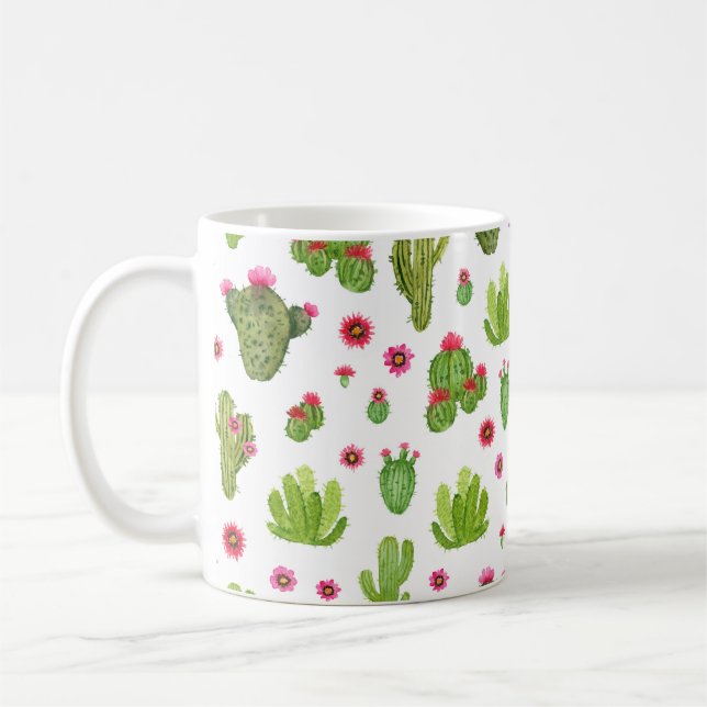 Vattenfärgade handmålade aktuarier sömlösa mönster kaffemugg (Vänster)