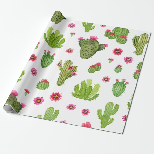 Vattenfärgade handmålade aktuarier sömlösa mönster presentpapper (Utrullad)