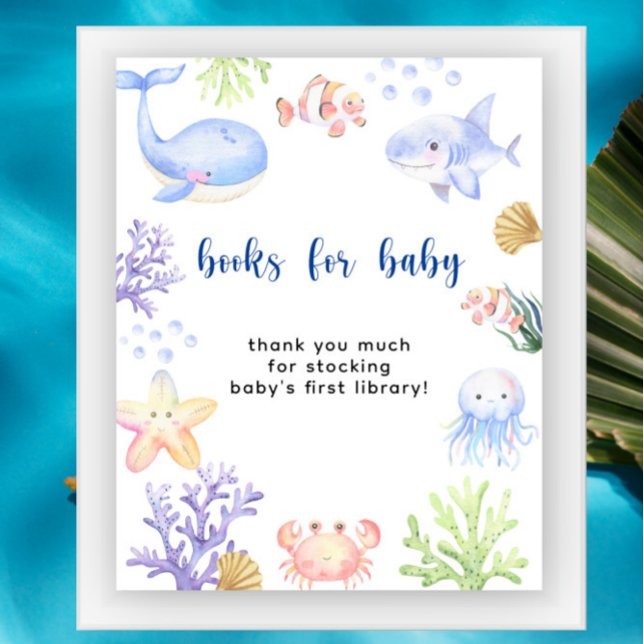 Vattenfärgade havsdjur - Bokar för baby Poster (Skapare uppladdad)