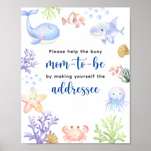 Vattenfärgade havsdjur - Mamma som ska adresseras Poster