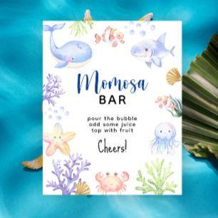 Vattenfärgade havsdjur - momosa pub poster