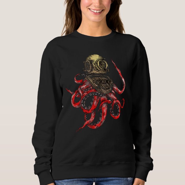 Vattenfärgade havsdjur Octopus Diver T Shirt (Framsida)