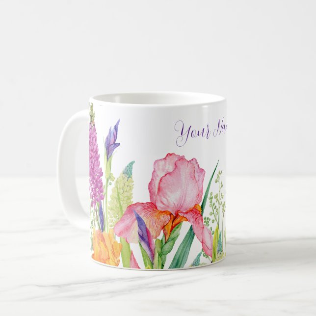 Vattenfärgade irrande blommor kaffemugg (Framsida vänster)