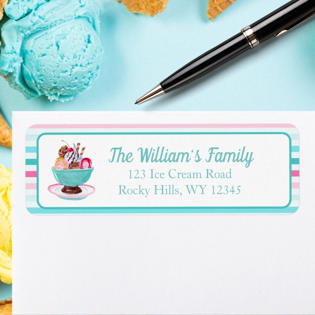 Vattenfärgade isgrädda sönae med kakor returadress etikett (Skapare uppladdad)