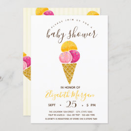 Vattenfärgade iskrämer,Rand Baby Shower Inbjudningar