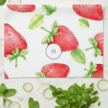 Vattenfärgade jordgubbar, modern sommarmonogramm kökshandduk<br><div class="desc">Vattenfärgade jordgubbar,  modern sommarhandduk med monogrammat kökshandduk. Du kan lägga till ett eget monogram för att anpassa.</div>