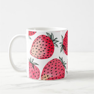 Vattenfärgade jordgubbar mönster. kaffemugg