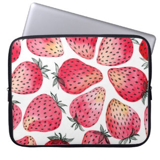 Vattenfärgade jordgubbar mönster. laptop fodral