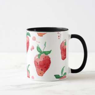 Vattenfärgade jordgubbar Rosa och rödfärgade bär Mugg