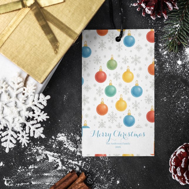 Vattenfärgade julprydnader och Snöflingor - Presentetikett (Skapare uppladdad)
