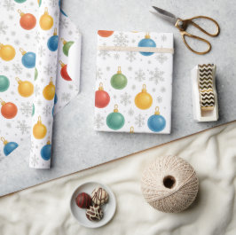 Vattenfärgade julprydnader och Snöflingor - Presentpapper