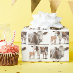 Vattenfärgade kor och kalvar presentpapper