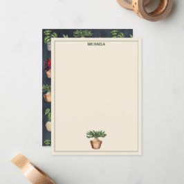 Vattenfärgade kröda växter Terracotta Pots Rustic Anteckningskort