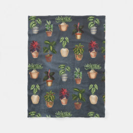 Vattenfärgade kröda växter Terracotta Pots Rustic Fleecefilt