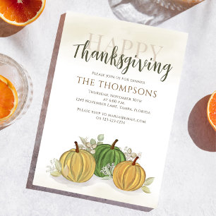 Vattenfärgade kurvor, Thanksgiving - Middag Inbjudningar