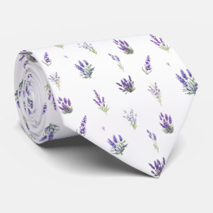 Vattenfärgade lavender Flowers och Löv Slips