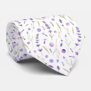 Vattenfärgade lavender Flowers och Löv Slips