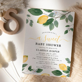 Vattenfärgade lemon & Greenery Sweet Baby Shower Inbjudningar