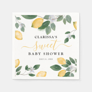 Vattenfärgade lemon & Greenery Sweet Baby Shower Pappersservett