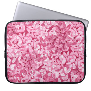 Vattenfärgade lilaxblommor: rosa blommigt bakgrund laptop fodral