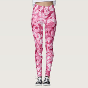 Vattenfärgade lilaxblommor: rosa blommigt bakgrund leggings