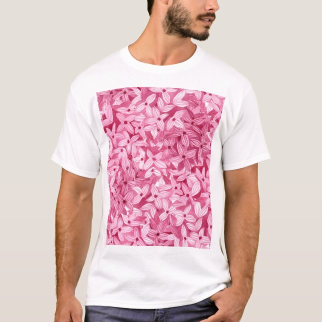 Vattenfärgade lilaxblommor: rosa blommigt bakgrund t shirt (Framsida)