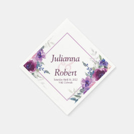 Vattenfärgade lilor och servetter med blommigt