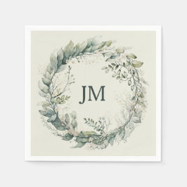 Vattenfärgade löv och blommor pappersservett