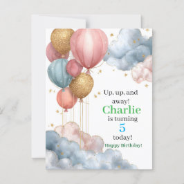 Vattenfärgade Luftballonger och Glitter moln Vykort