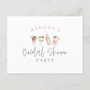 Vattenfärgade målade drycker möhippa party inbjudan vykort