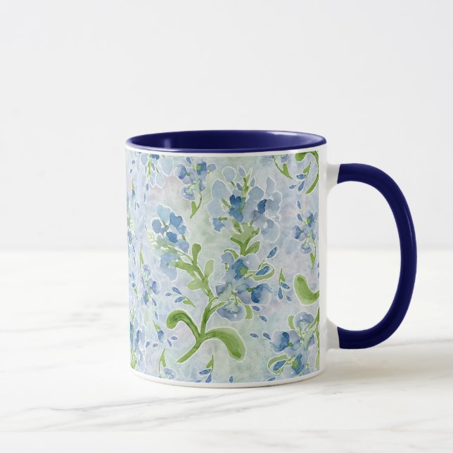 Vattenfärgade målade plumbago Flowers på Pastellkr Mugg (Höger)