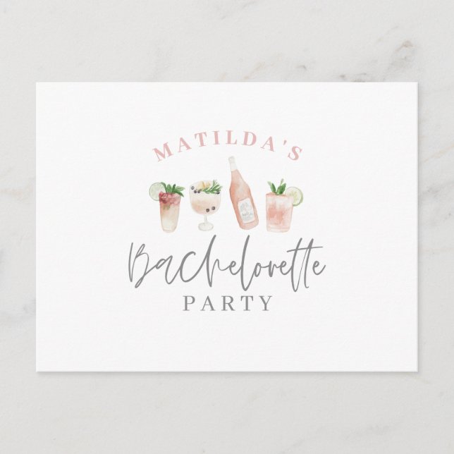 Vattenfärgade målardrycker bachelorette Party invi Inbjudan Vykort (Framsida)