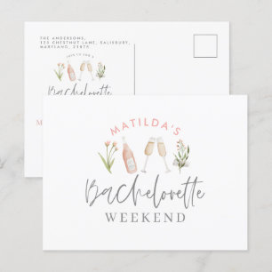 Vattenfärgade målarter bachelorette helg inv inbjudan vykort
