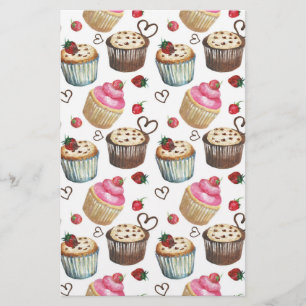 Vattenfärgade muffinsar brevpapper