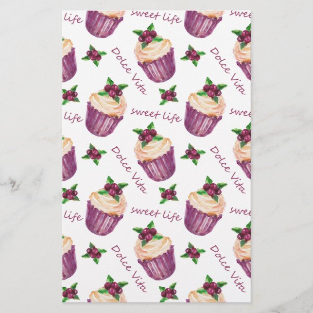 Vattenfärgade muffinsar brevpapper (Framsida)