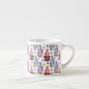 Vattenfärgade muffinsar färgstarka espressomugg