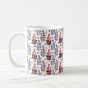 Vattenfärgade muffinsar färgstarka kaffemugg