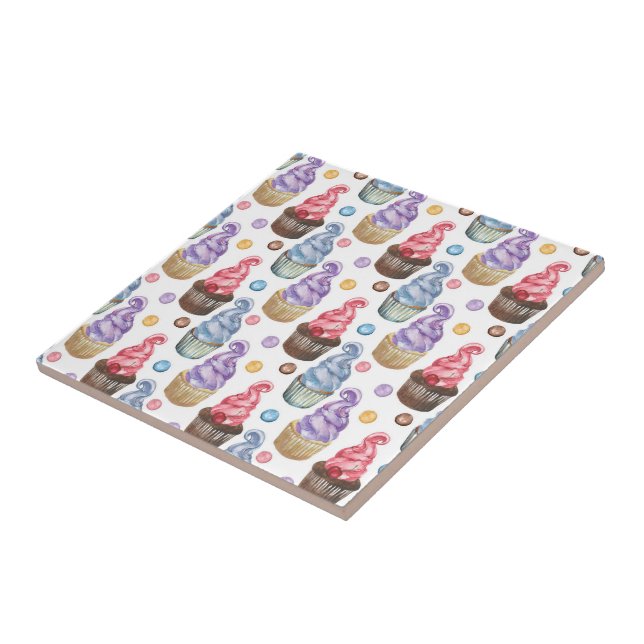 Vattenfärgade muffinsar färgstarka kakelplatta (Sidan)