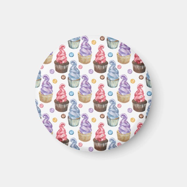 Vattenfärgade muffinsar färgstarka magnet (Framsidan)
