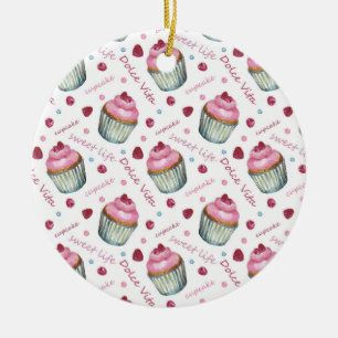 Vattenfärgade muffinsar julgransprydnad keramik