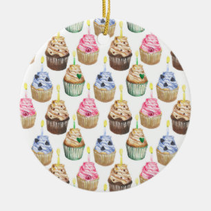 Vattenfärgade muffinsar julgransprydnad keramik