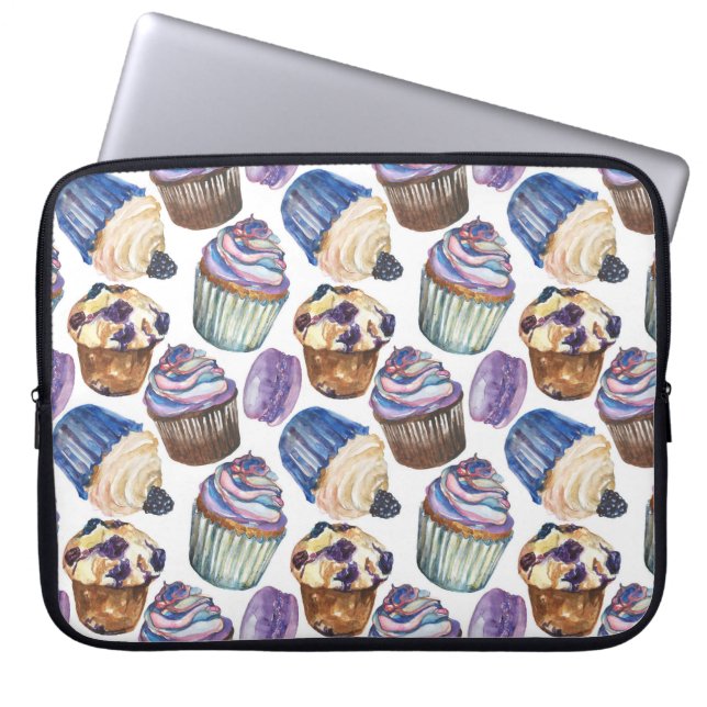 Vattenfärgade muffinsar laptop sleeve (Framsidan)